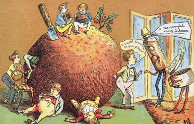Der Weihnachtskuchen, eine viktorianische Weihnachtskarte